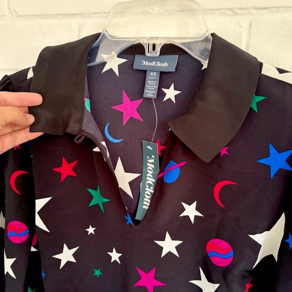 Modcloth Celestial Print Dress with Stars and Moons, SZ XS NWT - Picture 4 of 7